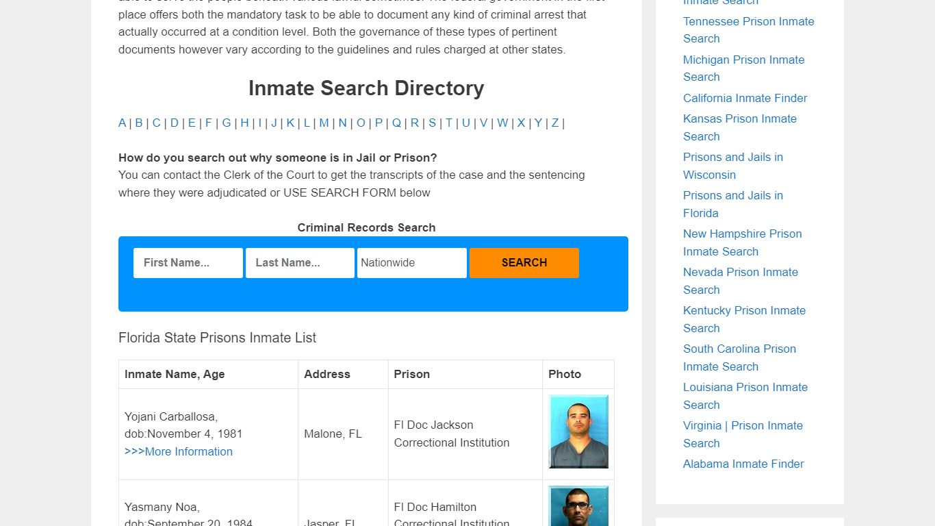 Florida State Prison Inmate Search